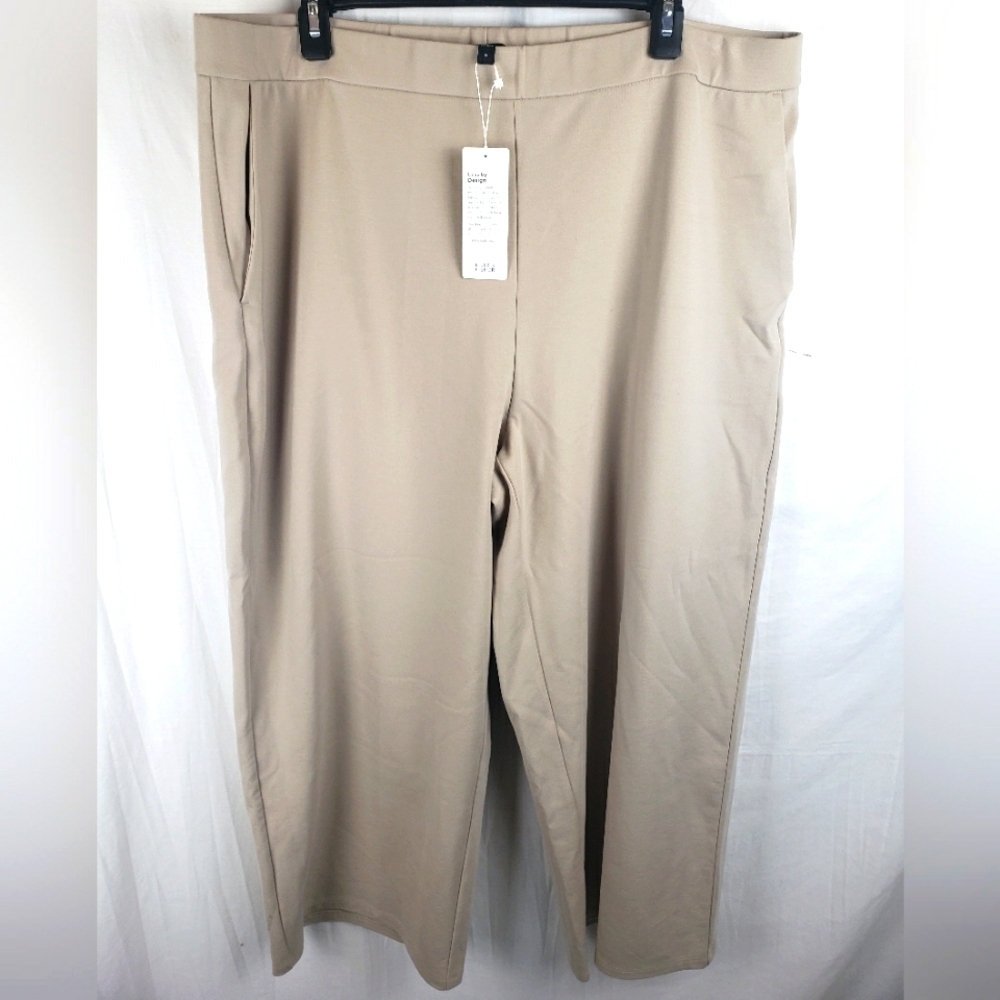 Eileen Fisher Wheat Hi Waist Wide Ankle Pant Sz 1X